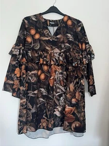 Vestido Mosquito Marrón Mezcla Volantes Talla L - Imagen 1 de 6