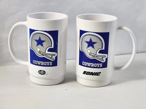 Lot Of 2 Dallas Cowboys Football Vintage 1979 Sonic Dr Pepper White Cup Mug - Picture 1 of 6
