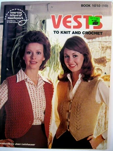 American School Needlework 1010 VEST TO KNIT & CROCHET patterns 1979 4pg leaflet - Picture 1 of 2