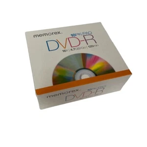Memorex 10er Pack DVD-R Rohlinge in Jewel Cases 16x 4,7GB 120 Min Brandneu - Bild 1 von 6