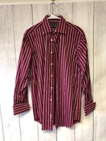 Paul Fredrick Mens Pinpoint Edge-Stiched Straight Collar Dress Shirt