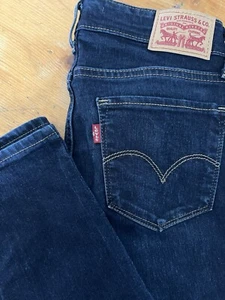 LEVI'S 711 Jeans Womens (25 Inch Waist) (30 Inch Leg) Skinny Fit Dark Blue - Picture 1 of 4