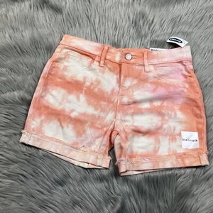 Old Navy Girls Orange Tie Dye Cuffed Shorts Size 14 Mid Length - Picture 1 of 5
