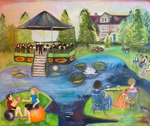 Afternoon in Abington Park Oil Canvas Original Painting Beata Ulikowska Signed - Picture 1 of 11