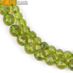 Facettierter Edelstein Grün Peridot Lose Perlen für Schmuckherstellung Strang 15 Zoll in Mengen - Bild 1 von 28