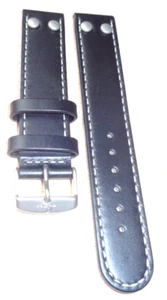 Skórzany pasek Laco czarny 20 mm do zegarka lotniczego itp. W idealnym stanie - Zdjęcie 1 z 3