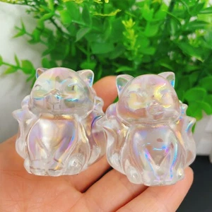 Angel Aura Blanco Fundición 9 Colas Zorro con DetallesCristal Piedras Curativas 1 pieza - Imagen 1 de 9