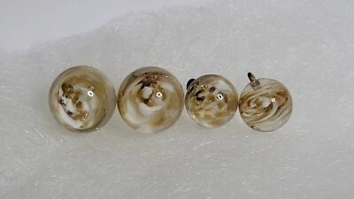 White Swirl & Aventurine Glass Ball Button lot of 4 antique - Image 1 of 3