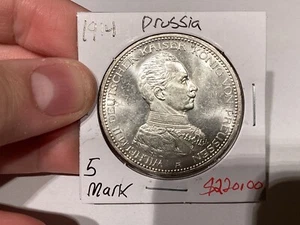 Prussia 1914 5 Mark BU Military Bust Looks Prooflike - Picture 1 of 6