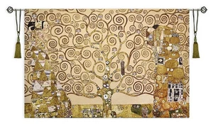 Tree of Life Full Gustav Klimt Art Nouveau Repro Tapestry Wall Hanging 40”x27" - Picture 1 of 6