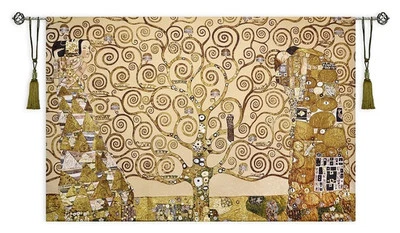 Tree of Life Full Gustav Klimt Art Nouveau Repro Tapestry Wall Hanging 40”x27" - Image 1 of 4