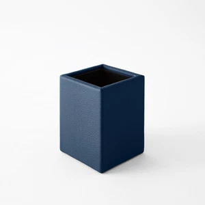 Schreibtisch Stiftehalter Echtes Leder Blau - Quadratisches Design - Bild 1 von 5
