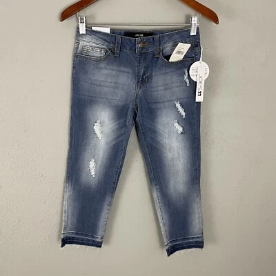 Joe's Girls The Markie Crop Jeans Size 12 Mid Rise Skinny Distressed Fray Hems - Image 1 of 4