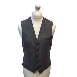 Next Grey Button 3 Pocket Smart Formal Waistcoat UK Men's M 38" - Picture 1 of 4