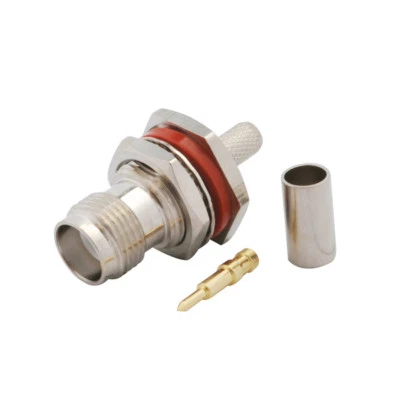 2xRP-TNC Female Jack nut bulkhead Crimp for RG58 RG142 LMR195 RG400 RF connector - Image 1 of 4