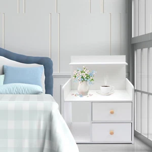 Nightstand Large Storage 2 Drawers + Cabinet Display,Elegant End Table Organizer - Picture 1 of 13