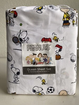 Juego de sábanas de béisbol Peanuts Snoopy Charlie Brown Woodstock Sports tamaño Reina NUEVO Foto 1 de 4