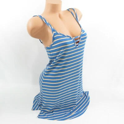 Camisón para mujer Jenni Chemise talla S escalera cuello en V delantero azul amarillo rayas Foto 1 de 4