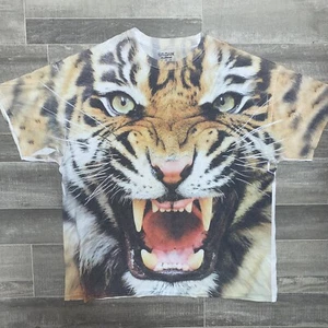 Tiger Shirt Mens XL All Over Print Wild Animal Realistic Graphic Naturecore Zoo - Picture 1 of 9