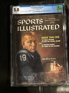 CGC Sports Illustrated October 5, 1959 Johnny Unitas 1st Cover Colts No Label - Picture 1 of 3