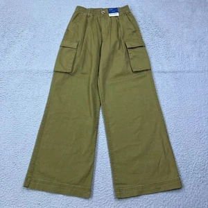 Old Navy Pants Womens XS Olive Wide Leg Pleated Cargo Elastic Waist Utility Pant - Picture 1 of 14