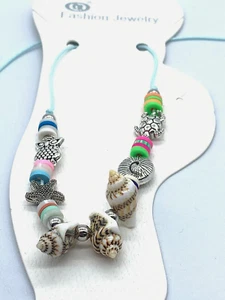Fashion Beach Seashell Anklet Bracelet Animal Medals Adjustable Blue String - Picture 1 of 7