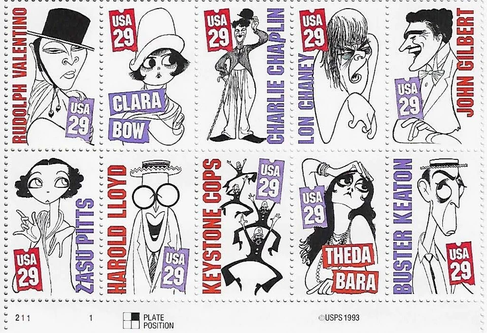 US Silent Screen Stars 29c Stamp Plate Block of 10 Scott #2819 - 2828 - Image 1 of 1