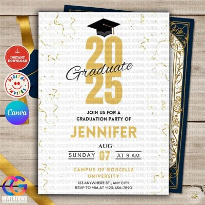 EDITABLE Graduation Celebration Party Invitation Template, Instant Download - Image 1 of 4