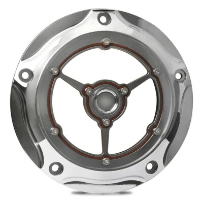 Chrome clarity Derby Cover For Harley Road Electra Glide King Softail 1999-2015 Foto 1 de 4