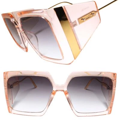 Gafas de sol elegantes de moda para mujer con marco rosa lentes grises Foto 1 de 3