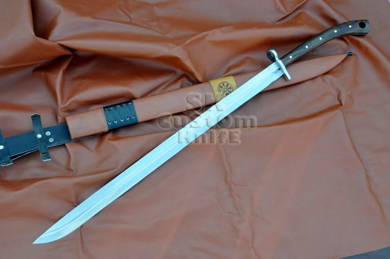 Espada Grosser Messer: Espada afilada templada espiga completa de acero de resorte hecha a mano 34" Foto 1 de 4