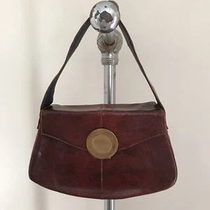 Vintage 30's Purse Brown Snakeskin Box Style Short Handle  - Picture 1 of 8