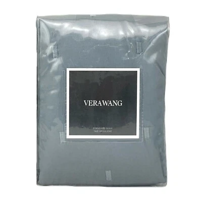 Vera Wang Home Luster Хлопок Сатин Стеганая СТАНДАРТНАЯ Sham ШИФЕРНЫЙ СИНИЙ - $150 - Изображение 1 из 4