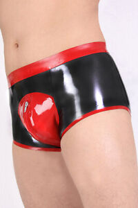 100%Latex Shorts Rubber Swimwear Sport Club Black Cortch Zipper Boxer 0.4mm