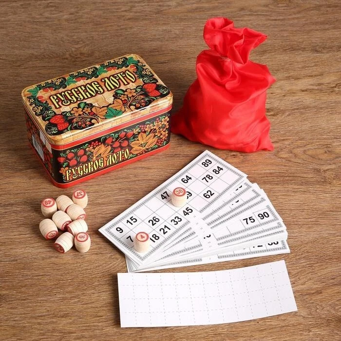 Russian  Bingo Lotto in Metal Case Russian Patterns Русское лото - Image 1 of 1