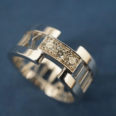 Anillo Atlas Abierto Tiffany & Co. Oro Blanco 18k y Diamantes, Talla 6 - Envío Gratis EE. UU. Foto 1 de 4