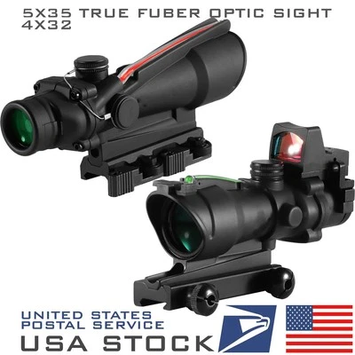 ACOG 5X35 4X32 True Fiber Optic Red Green Cross Chevron Dot Tactical Sight Scope - Image 1 of 4