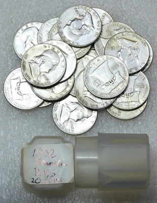 1952 P, D, S Franklin Half Dollar Bright Full Roll of 20 coins #P218 - Image 1 of 2