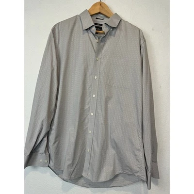 Camisa Neiman Marcus Para Hombres Ajuste Grande Abotonada Gris Plata Manga Larga 16.5 Foto 1 de 4