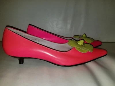 N.Y.L.A. Neon New Wave Super Pointy Toe Pumps Shoes Kitten Heel Y2K Does 80s 6 - Image 1 of 4