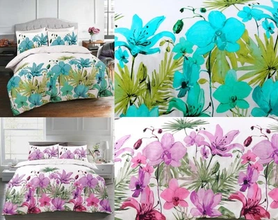 Juego de ropa de cama funda nórdica y funda de almohada con diseño floral de lirio estampado Foto 1 de 4