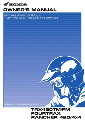 Honda TRX420TM/FM FOURTRAX RANCHER 2008 owners Manual - Image 1 of 4