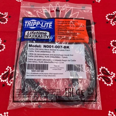 Tripp Lite Cat5e  Cable  1 X Rj-45 Male 7ft Black no data  been sent through - Image 1 of 3