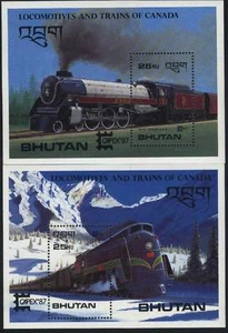 Bhutan MNH Sc 605-06 Locomotive Treno Valore $ 10,00 - Foto 1 di 1