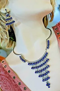 COLLAR Y PENDIENTES TD-58 MÉXICO TAXCO OXIDADO 925, LAPIS 17" TOTAL 31,9,GR - Imagen 1 de 7