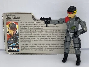 1986 G.I. Joe Low-Light v1 Night Spotter 3.75” Action Figure w/ File Card & Gun - Picture 1 of 10
