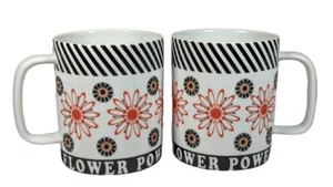 2er Set Dansk ~ BLUME POWER ~ Make Conversation Blumen Kaffeebecher NEU - Bild 1 von 2