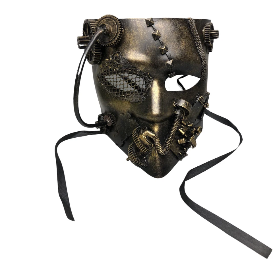 Unisex Steampunk Copper Mask Halloween Costume Party Mask Robot  - Image 1 of 4