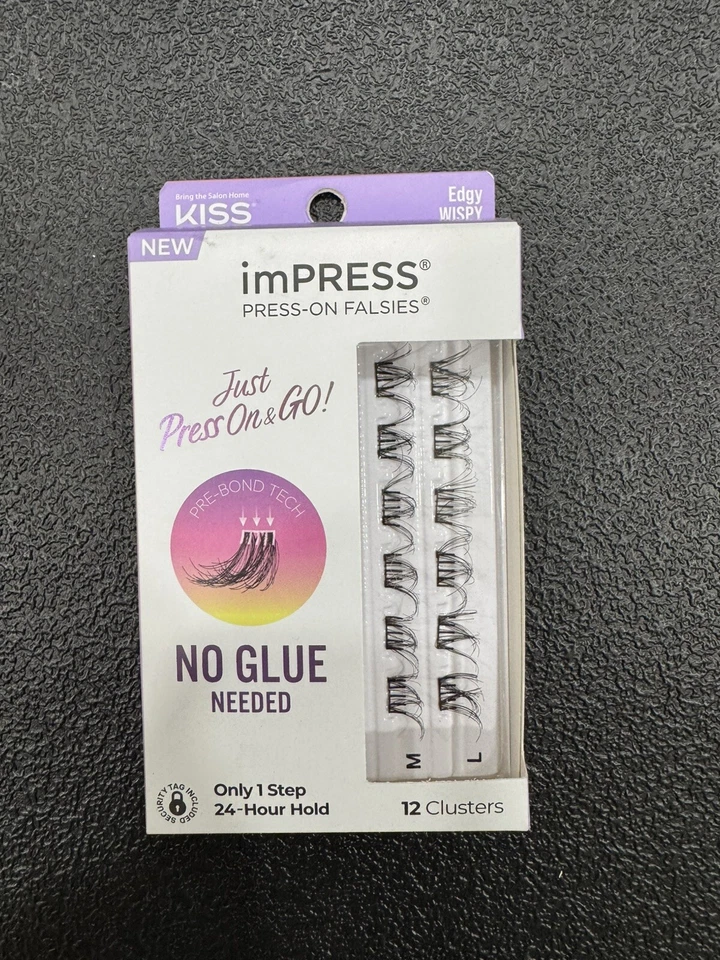 KISS PRINT PRESS ON FALSIES Edgy Wispy 12 Clusters. Sin aplicador Foto 1 de 1