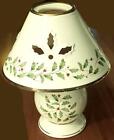 Lenox Holiday Holly Candle Lamp with Top Bottom Candle Holder and Candle